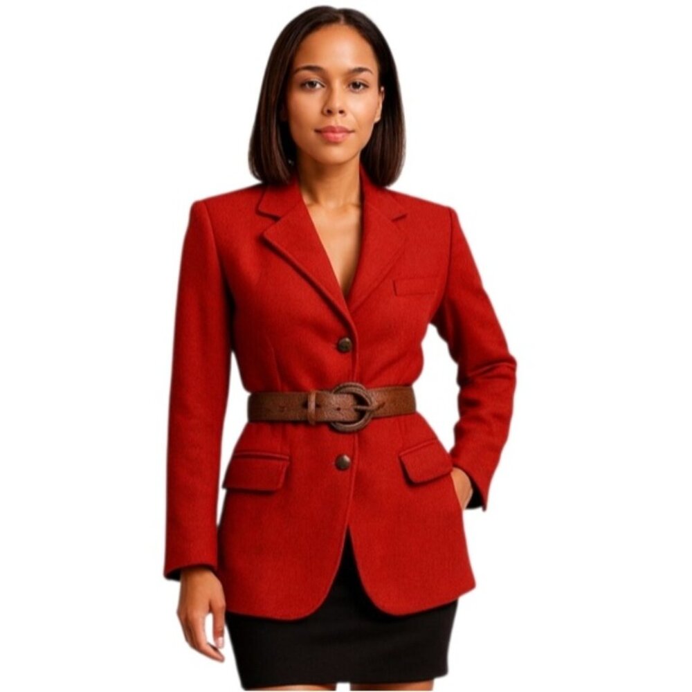 Valentini Red Wool Vintage Single Breasted Blazer